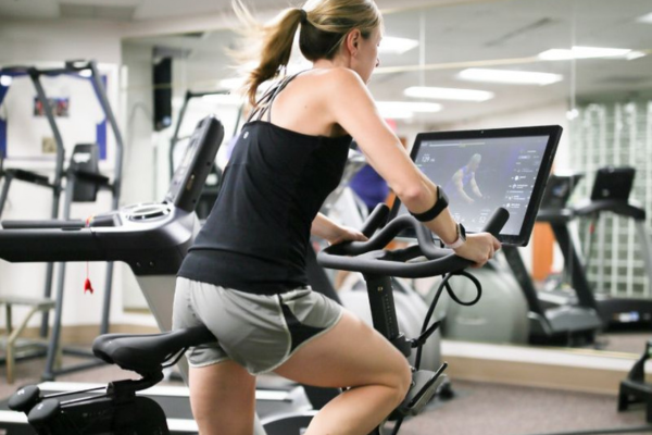 Photo of the on-site fitness center Peloton bike